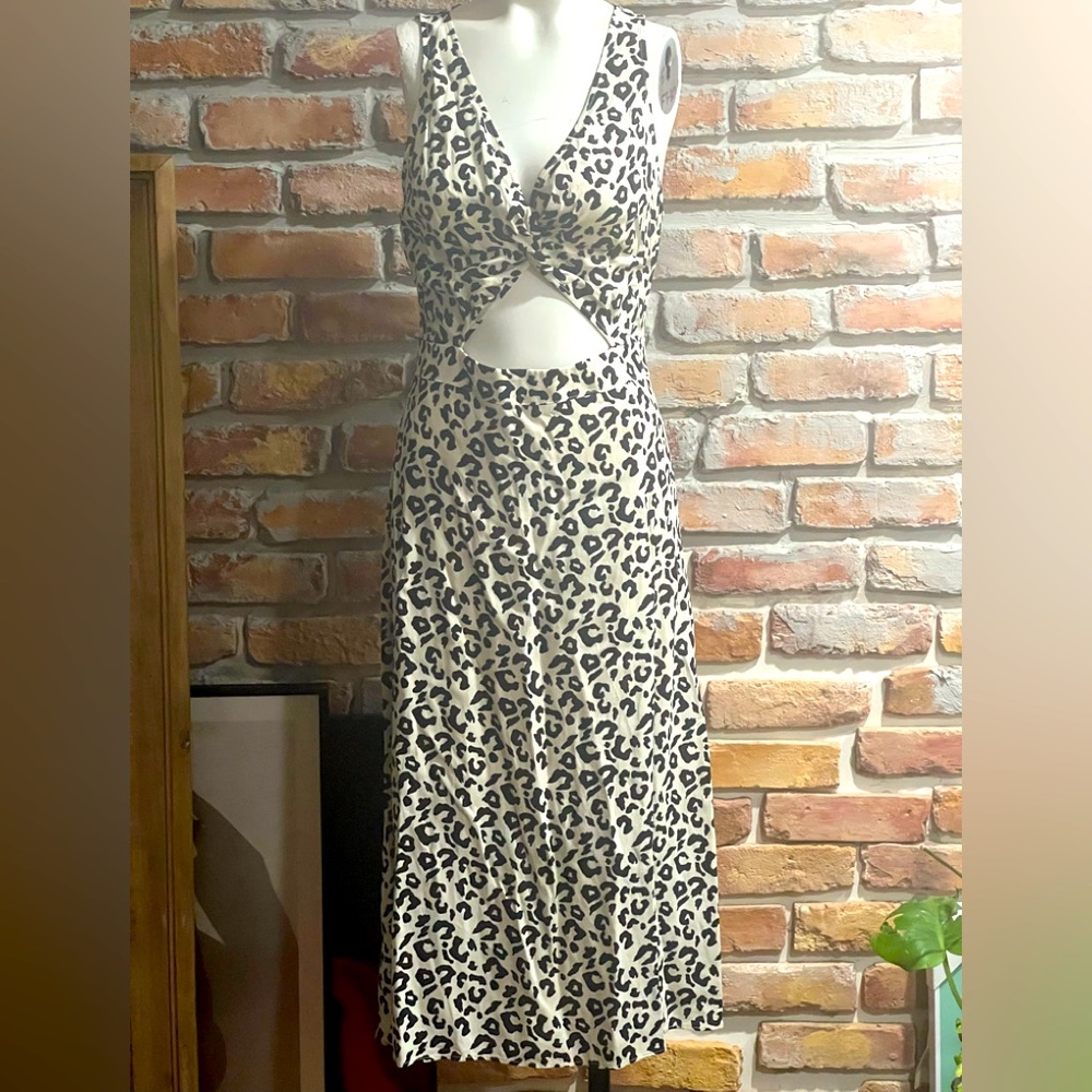 LEITH cheetah print cutout dress